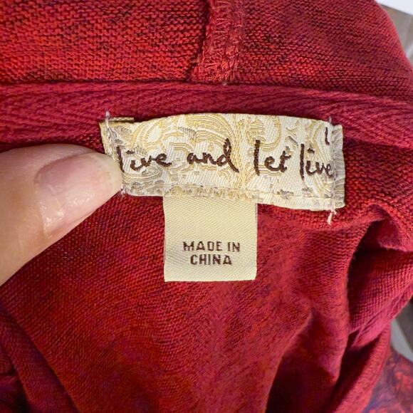 Live & Let Live Womens Sz L Red Abstract Floral Print Zip Up Hoodie Sweater#3434 - Picture 8 of 8